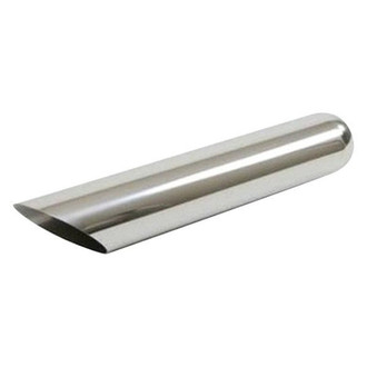 Jones Exhaust® - Stainless Steel Round Non-Rolled Edge Angle Cut Weld-On Chrome Exhaust Tip (1.75" Inlet, 2" Outlet, 8" Length)
