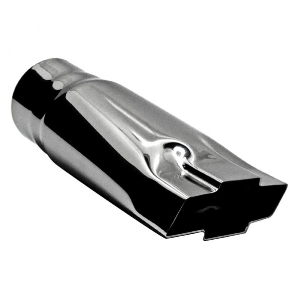 Jones Exhaust® - Stainless Steel Bowtie Chevy Style Straight Cut Polished Exhaust Tip