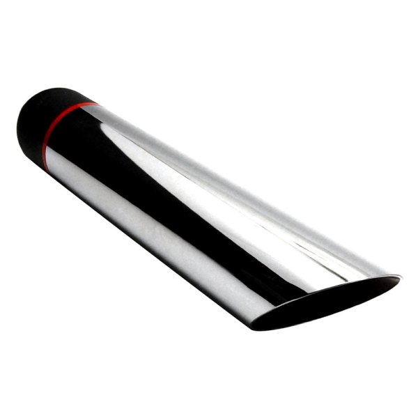 Jones Exhaust® - Stainless Steel Round Resonated Non-Rolled Edge Angle Cut Chrome Exhaust Tip