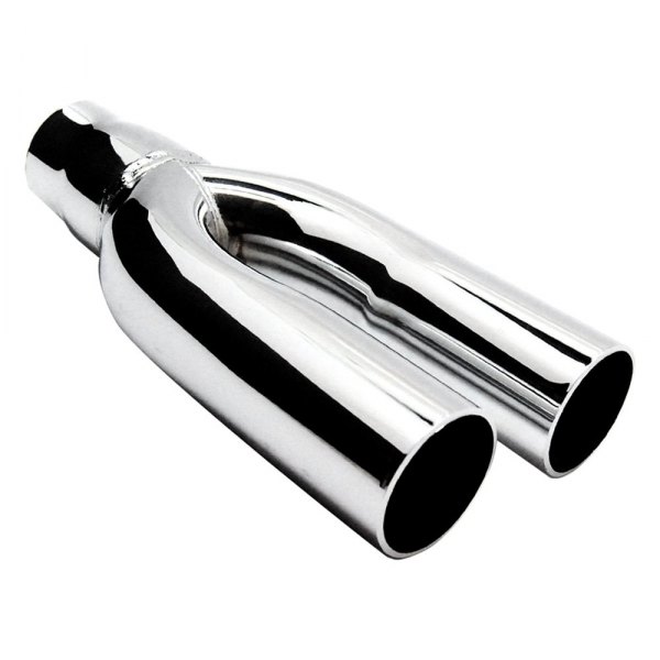 Jones Exhaust® - Stainless Steel Round Straight Cut Dual Chrome Exhaust Tip