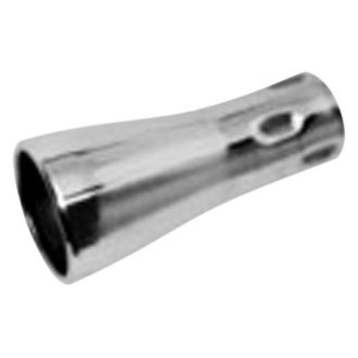 Jones Exhaust® - Stainless Steel Round Resonated Rolled Edge Angle Cut Weld-On Chrome Exhaust Tip (2.25" Inlet, 3.5" Outlet, 8" Length)