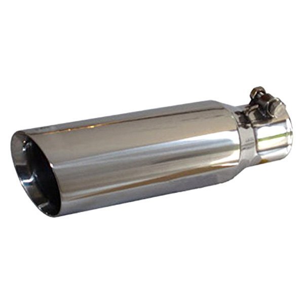 Jones Exhaust® - Stainless Steel Round Rolled Edge Straight Cut Double-Wall Polished Exhaust Tip