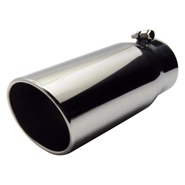 Jones Exhaust® - Stainless Steel Round Rolled Edge Angle Cut Polished Exhaust Tip