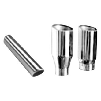 Jones Exhaust® - Stainless Steel Round Rolled Edge Angle Cut Bolt-On Polished Exhaust Tip (4" Inlet, 6" Outlet, 12" Length)