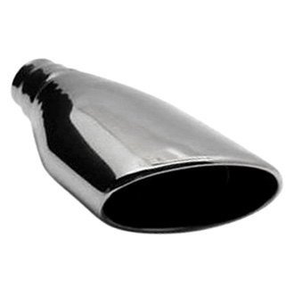 Jones Exhaust® - 304 SS Driver Side Escalade Style Oval Rolled Edge Angle Cut Weld-On Polished Exhaust Tip (2.25" Inlet, 12" Length)
