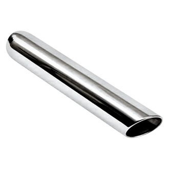 Jones Exhaust® - Stainless Steel Round Rolled Edge Angle Cut Weld-On Polished Exhaust Tip (2.25" Inlet, 3.5" Outlet, 12" Length)