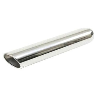 Jones Exhaust® - Stainless Steel Round Rolled Edge Angle Cut Weld-On Polished Exhaust Tip (2.25" Inlet, 3.5" Outlet, 18" Length)