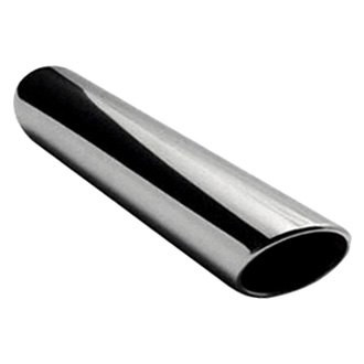 Jones Exhaust® - Stainless Steel Round Rolled Edge Angle Cut Weld-On Polished Exhaust Tip (2.5" Inlet, 3.5" Outlet, 22" Length)