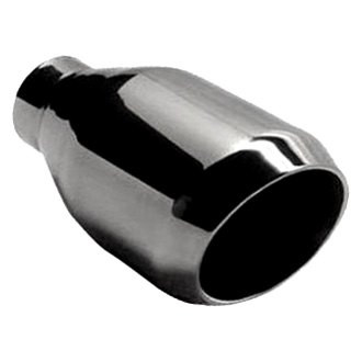 Jones Exhaust® - Stainless Steel Round Rolled Edge Angle Cut Weld-On Double-Wall Polished Exhaust Tip (2.25" Inlet, 4.5" Outlet, 8" Length)