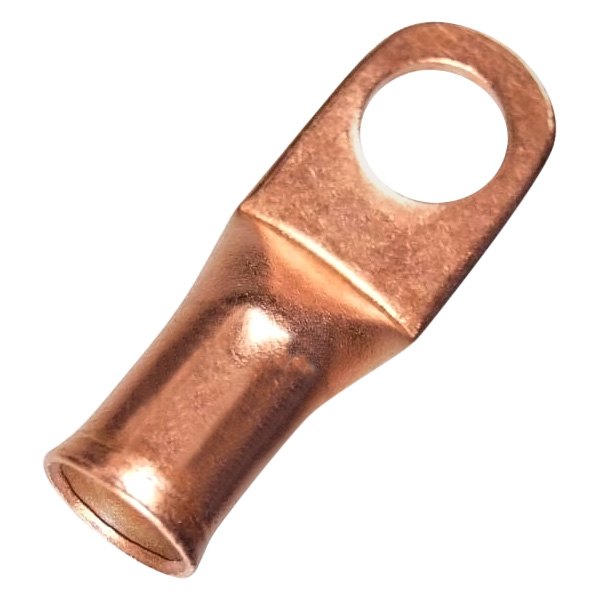 JT&T® - 1/4" 6 Gauge Uninsulated Seamless Copper Ring Terminals with Flared Ends