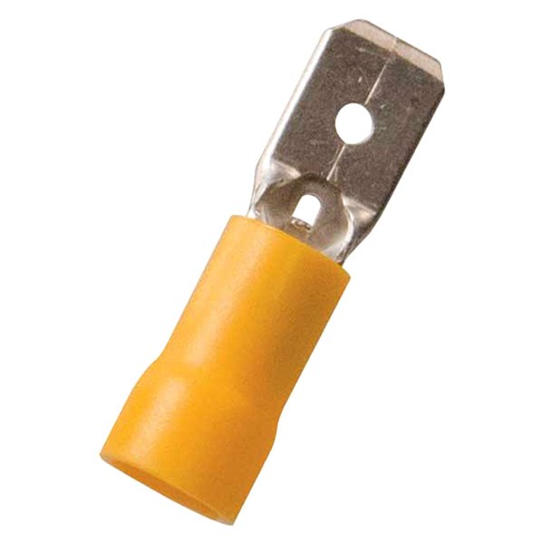 JT&T® - 0.250" 12/10 Gauge Vinyl Insulated Yellow Male Quick Disconnect Connectors