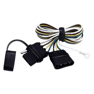 JT&T® - 4-Way Flat FM to 4-Way Flat M Trailer Connector Extension with Polarized Plugs and Cap Over FM End