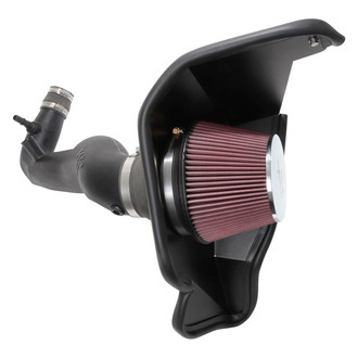 K&N® - 63 Series AirCharger® High-Density Polyethylene Black Cold Air Intake System with Red Filter