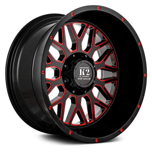 K2 OFFROAD® - K08 WARRIOR Gloss Black with Red Milled Accents