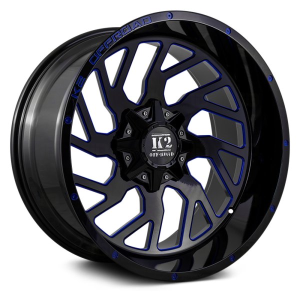 K2 OFFROAD® - K12 SHOCK WAVE Gloss Black with Blue Milled