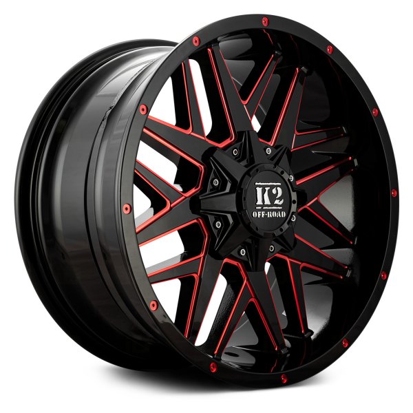 K2 OFFROAD® - K15 MAYHEM Gloss Black with Red Milled Accents