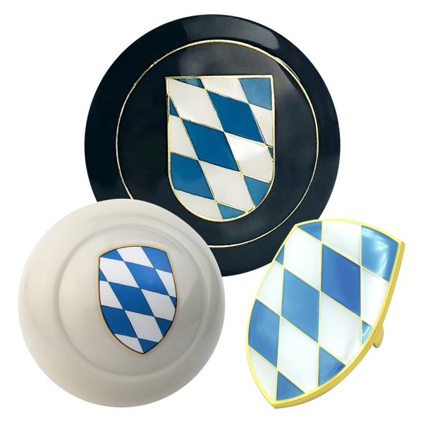 Kaferlab® - Coat of Arms Bavaria Ivory Poly Resin Shift Knob with Horn Button and Hood Crest