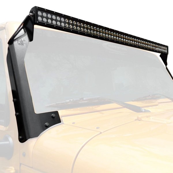 KC HiLiTES® - Windshield Frame C-Series 50" 300W Dual Row Combo Beam LED Light Bar Kit, Jeep Wrangler