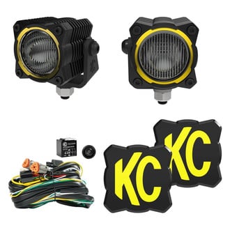 KC HiLiTES® - Flex Era™ 1 Series Standard 3" 2x23W Square Spread Beam LED Backup Lights with Amber Backlight
