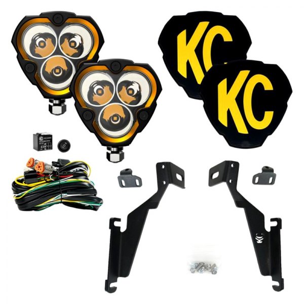 KC HiLiTES® - Hood Ditch Flex Era™ 3 Series 3.6" 2x40W Spot Beam LED Light Kit with Amber Backlight, Full Set