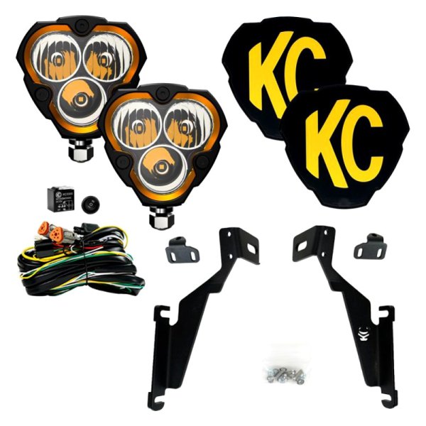 KC HiLiTES® - Hood Ditch Flex Era™ 3 Series 3.6" 2x40W Combo Beam LED Light Kit with Amber Backlight, Full Set