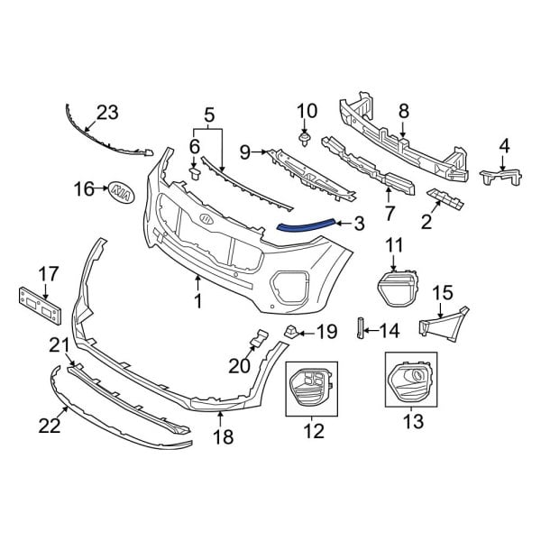 Kia OE 86534D9500 - Front Center Right Bumper Cover Bracket