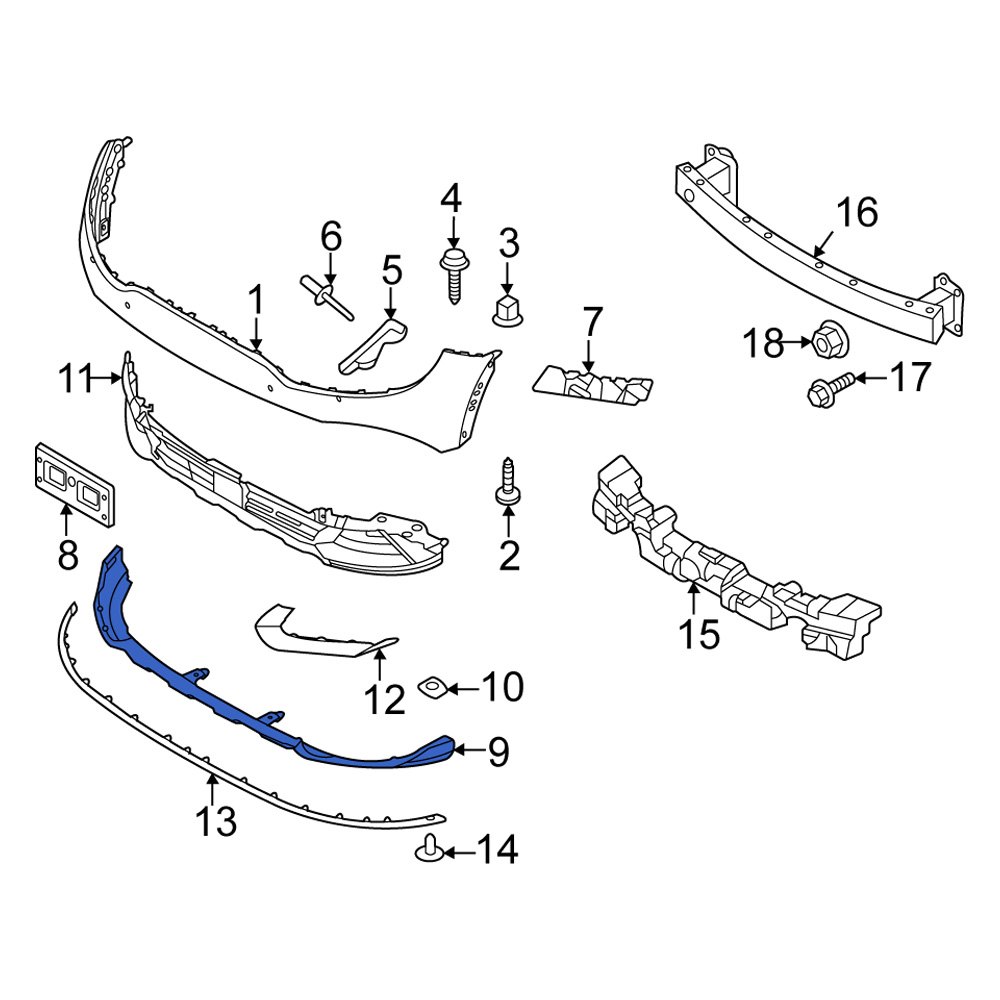 Kia OE 86512DW000 Front Lower Bumper Cover