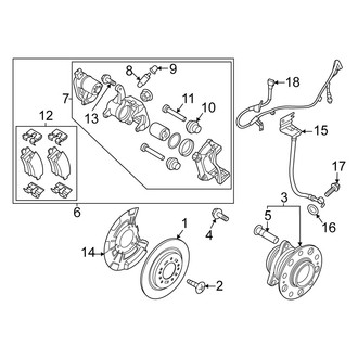 Kia OE - Rear Suspension - Brake Components (EX / Hybrid EX / Hybrid LX / Hybrid SX Prestige / LX / Plug-In Hybrid X-Line / Plug-In Hybrid X-Line Prestige / SX / SX Prestige / X-Line / X-Pro / X-Pro Prestige AWD)
