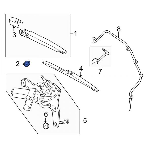 Back Glass Wiper Arm Nut