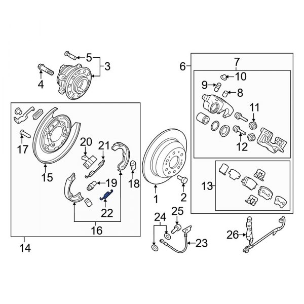 Kia OE 582692J000 Rear Lower Parking Brake Shoe Return Spring