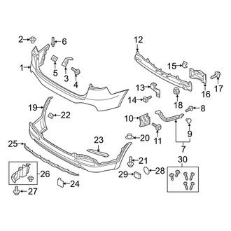 Kia OE - Rear Bumper - Bumper & Components (2-Piece Bumper Cover, Covers & Brackets)