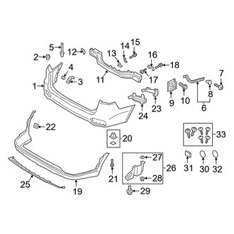 Kia OE - Rear Bumper - Bumper & Components (2-Piece Bumper Cover, Covers & Brackets)