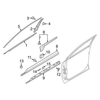 Kia OE - Front Door - Exterior Trim (With Gloss Black Body Side Trim), (EX / LX / S / SX / SX Prestige / X-Line EX / X-Line S / X-Line SX Prestige)