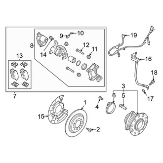 Kia OE - Rear Suspension - Brake Components (With Electronic Parking Brake), (FWD)
