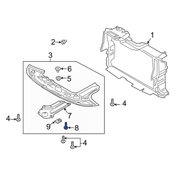 Radiator Support Access Cover Bolt