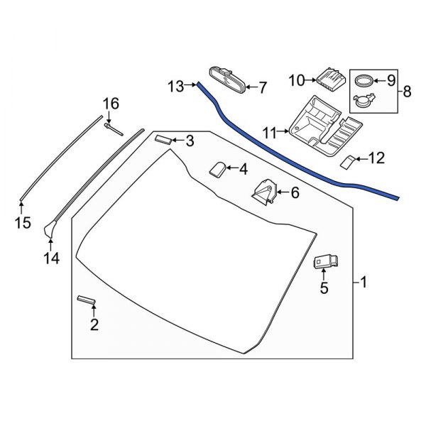 Kia OE 86121S9000 Front Upper Windshield Molding