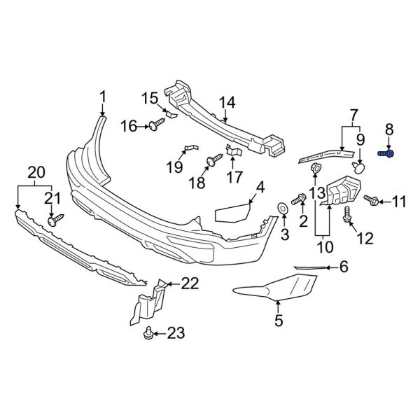 Kia OE 1249205207E Front Upper Bumper Cover Screw