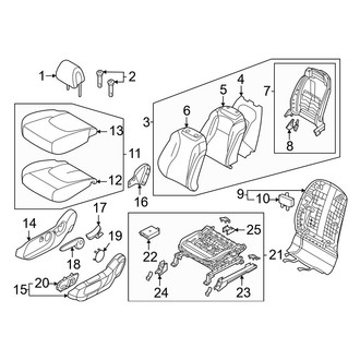 Kia OE - Seats & Tracks - Driver Seat Components (W/O Ventilated), (EX / Hybrid EX / Hybrid LXS / LX / LXS)