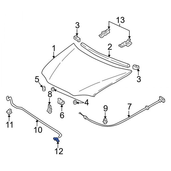 Hood & Trunk Prop Rod Bracket