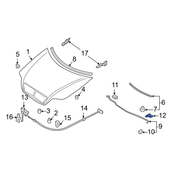 Hood & Trunk Prop Rod Bracket