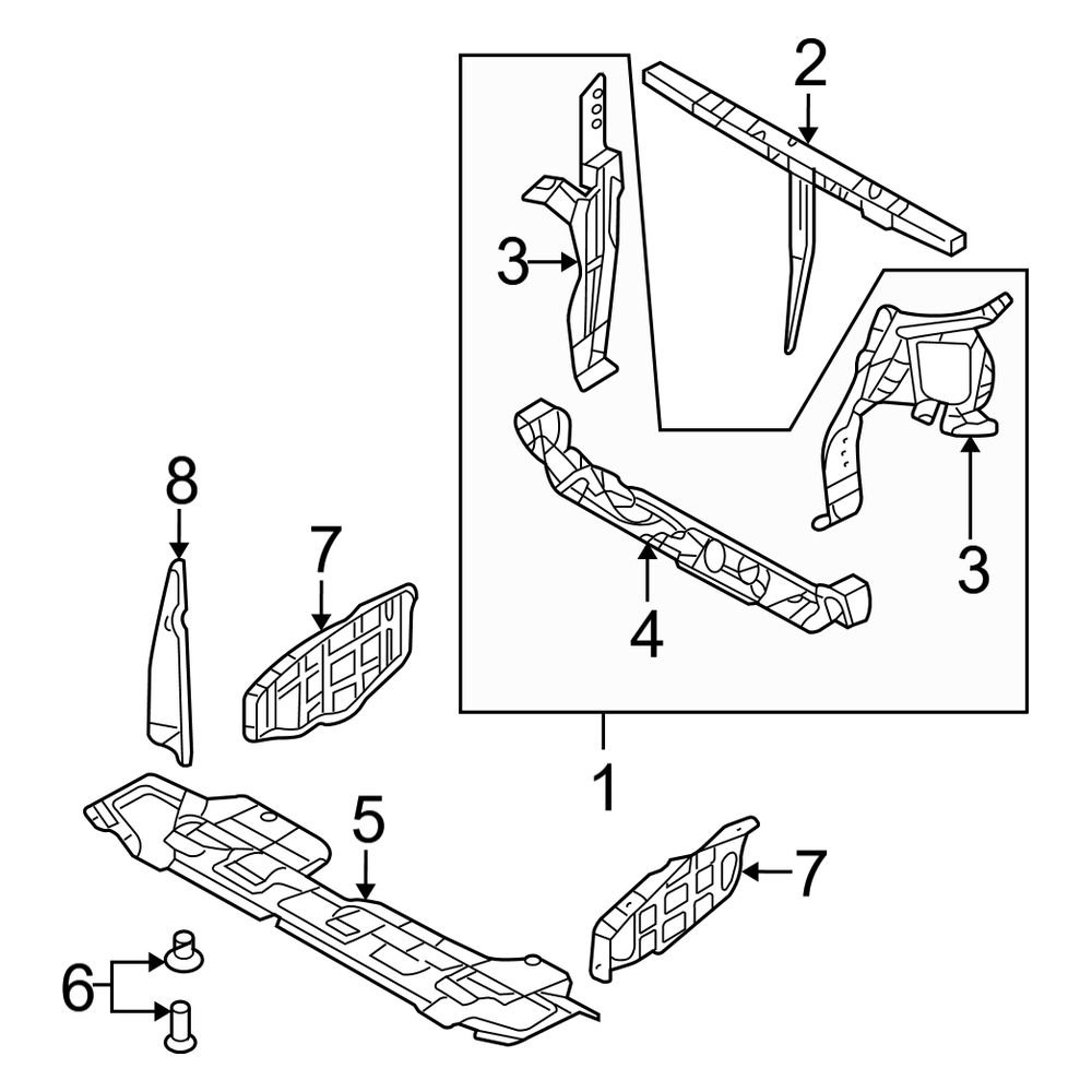 Kia OE 641004D010 Front Radiator Support Panel