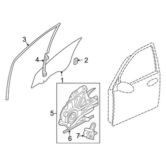 Kia OE - Front Door - Glass & Hardware (Base / EX / LX)