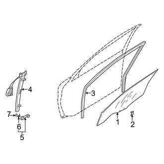 Kia OE - Front Door - Glass & Hardware (Base / Cinco)