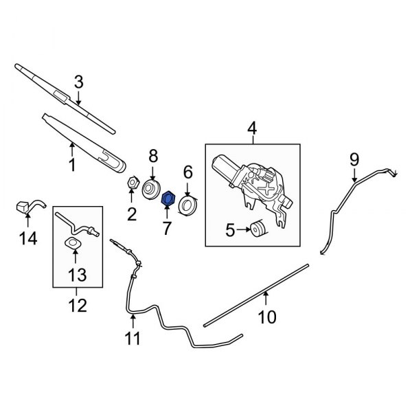 Back Glass Wiper Motor Nut
