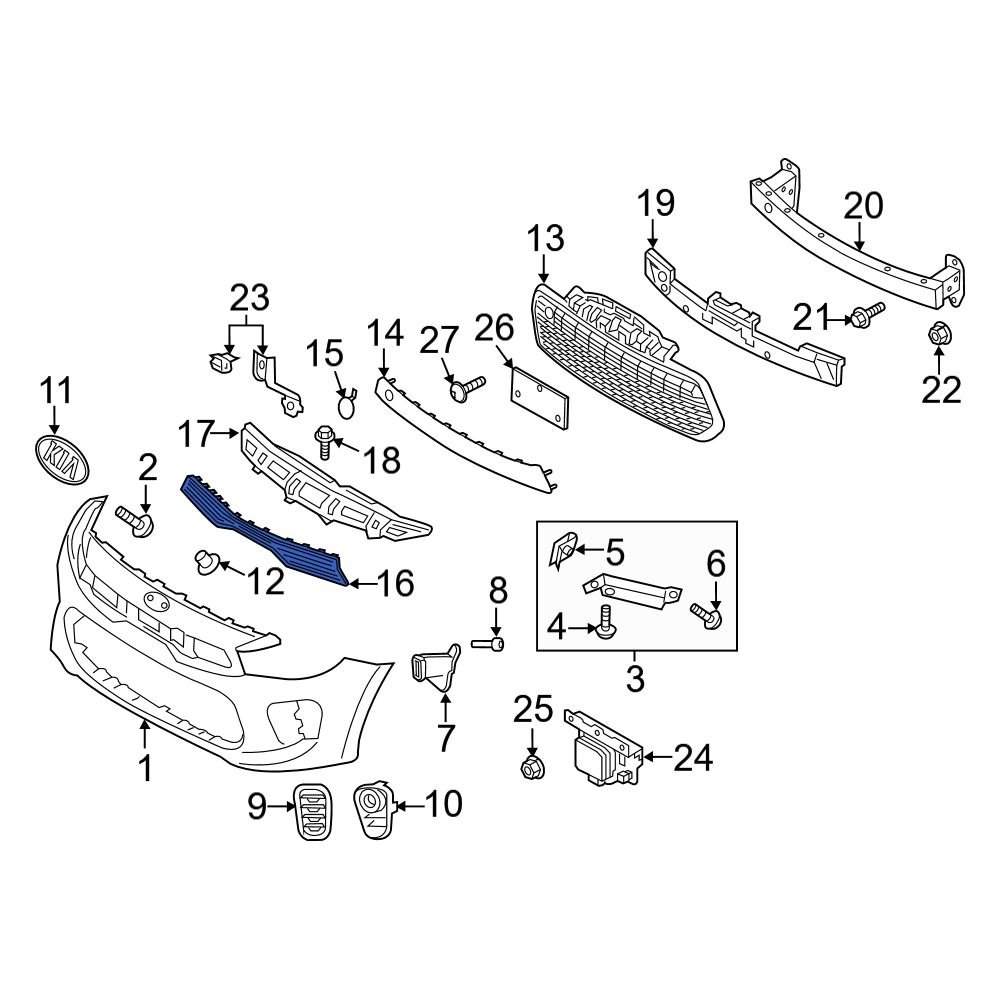 Kia OE 86350H9000 Front Upper Grille