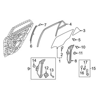 Kia OE - Rear Door - Glass & Hardware (LX / S Sedan)