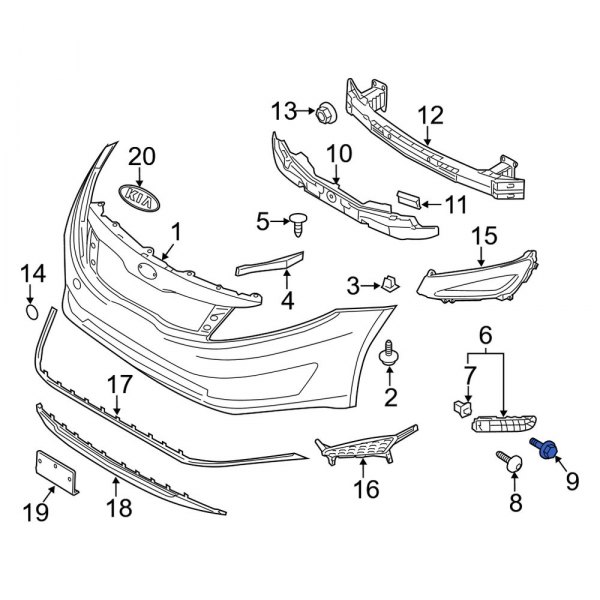 Bumper Cover Support Rail Screw