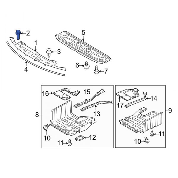 Radiator Support Access Cover Bolt