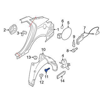 Kia OE - Quarter Panel Splash Shield Screw