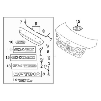 Kia OE - Trunk Lid - Exterior Trim (USA Built), (Gas)